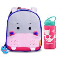 Lancheira Infantil Lets Go Com Garrafinha De Alumínio Rosa