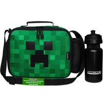 Lancheira isolada Minecraft com garrafa de lanches infantis Lancheira isolada Minecraft com garrafa de lanches infantis