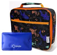 Lancheira kinsho Shark para crianças e meninos com bolsa de gelo preta e azul