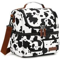 Lancheira LOKASS, bolsa isolada de dois andares com estampa de vaca Lancheira LOKASS, bolsa isolada de dois andares com estampa de vaca