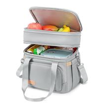 Lancheira MAPLELILY, de dois andares, isolada, à prova de vazamentos, cinza