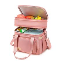 Lancheira MAPLELILY Double Deck isolada rosa à prova de vazamentos