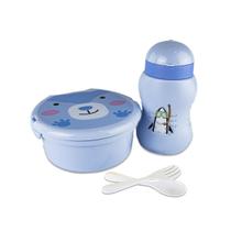 Lancheira Marmita Infantil Garfo E Colher + Garrafinha Azul Lancheira Marmita Infantil Garfo E Colher + Garrafinha Azul