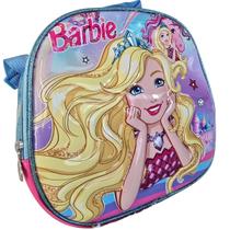 Lancheira Merendeira Efeito 3D Boneca Barbie Infantil Escolar Criança Menina Feminina Rosa Personagem