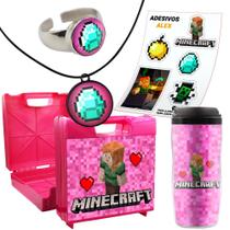 Lancheira Minecraft Copo Squeze Game Adesivos Stickers Nerd