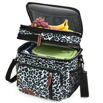 Lancheira MIYCOO Double Deck Isolada 15L com estampa de leopardo