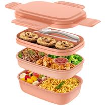 Lancheira para adultos Bento Box HOMETALL 3 recipientes empilháveis Lancheira para adultos Bento Box HOMETALL 3 recipientes empilháveis
