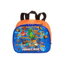 Lancheira Pequena Minecraft Azul Laranja Sestini