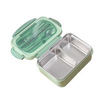 Lancheira portátil com colher e pauzinhos, 304 aço inoxidável, Leakproof, Dividido Food Containers
