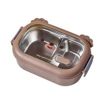 Lancheira Portátil De Aço Inoxidável Com Estampa De Urso De Desenho Animado Para Estudantes, Caixa Lancheira Portátil De Aço Inoxidável Com Estampa De Urso De Desenho Animado Para Estudantes, Caixa