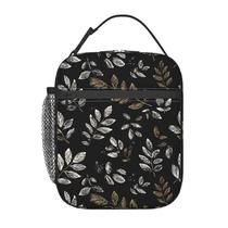 Lancheira SUPLUCHOM Boho Black Leaf Isolated Bento Box Cooler Lancheira SUPLUCHOM Boho Black Leaf Isolated Bento Box Cooler