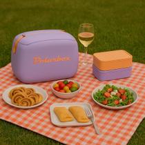 Lancheira Térmica Com Marmita 6 Litros Retrô - Lilás/Laranja Lancheira Térmica Com Marmita 6 Litros Retrô - Lilás/Laranja