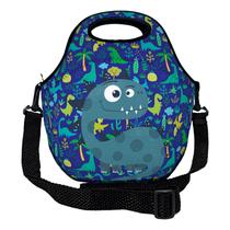 Lancheira Térmica Escolar em Neoprene Infantil Reforçada com alça ISOPRENE Dinossauro-Kids