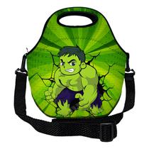 Lancheira Térmica Escolar em Neoprene Infantil Reforçada com alça ISOPRENE Menino Golias Verde