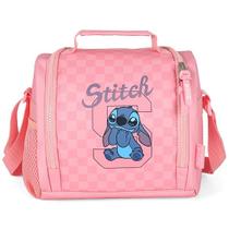 Lancheira Termica Escolar Juvenil STITCH Xadrez Luxcel Rosa