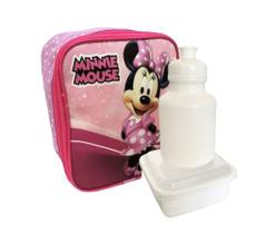 Lancheira Térmica Escolar Minnie Mouse Rosa Alças Potes F5