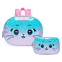 Lancheira Térmica + Estojo Box Pack Me Cat Brilhosa