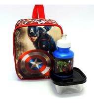 Lancheira Térmica Infantil Capitão América Com Alças E Potes F5