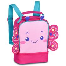 Lancheira Termica Infantil Creche Escola Passeio 2 Compartimentos Menina Borboleta Rosa