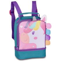 Lancheira Termica Infantil Creche Escola Passeio 2 Compartimentos Menina Unicornio Verde