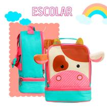 Lancheira Térmica Infantil Estampada Vaca com Alças Ajustáveis Perfeita para Escola e Passeios