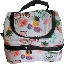 Lancheira Térmica Juvenil Branca Com Estampa Tropical Yepp