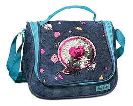 Lancheira Térmica Luluca Paetê E Estampa Menina Azul Escuro Lancheira Térmica Luluca Paetê E Estampa Menina Azul Escuro