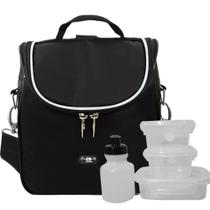 Lancheira Termica Preta Teen Adolescentes Com Potes e Squeeze Lancheira Termica Preta Teen Adolescentes Com Potes e Squeeze