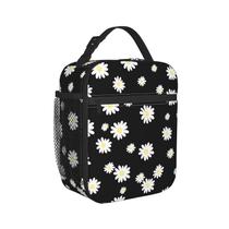 Lancheira WJLKSJD Black Flower Daisy para mulheres e meninas adolescentes