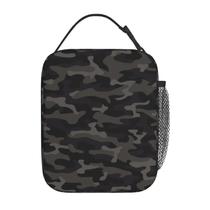 Lancheira YETTA YANG Camo preta e cinza com camuflagem isolada Lancheira YETTA YANG Camo preta e cinza com camuflagem isolada