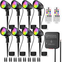 Landscape Spotlight ZZXX 15W RGB, pacote com 8 unidades com controle remoto