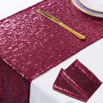 Lantejoulas de luxo Table Runner Shiny Beauty 30 x 180 cm cor de vinho (pacote com 2)