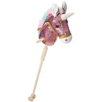 Lantejoulas de pelúcia Unicorn Stick Horse Holly Home com som de 91 cm