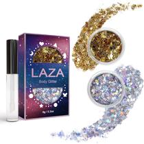 Lantejoulas robustas holográficas Body Glitter Laza com cola 34 mL x2