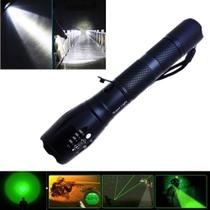 Lanterna 2 LEDs T6 Luz Branca/Verde 99000W Foco Zoom 688T6