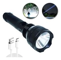 Lanterna 3w Recarregável Usb Carregamento Rápido Led Forte Branco Preto