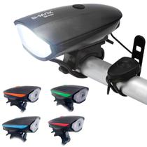 Lanterna Bike C/ Buzina Forte Compacto Versátil Modos De Luz Carregamento USB Ideal P/ Segurança Ciclismo Farol Fixação
