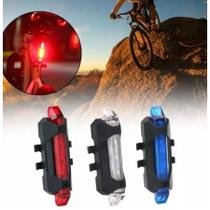 Lanterna Bike Led Farol Recarregável Sinalizador Bicicleta Traseira Ciclista Ciclismo USB 5 Leds