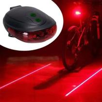 Lanterna Bike Traseira C Ciclovia Virtual 5 Led Laser Farol