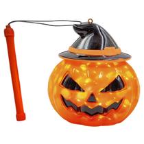 Lanterna Cabeça de Abobora Halloween Luz Led Sensor Barulho Voz Decoraçao Festa Tematica Susto Terror Casa Assombrada