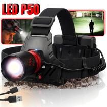 Lanterna Cabeça LED P50 Profissional Recarregável USB Zoom Lanterna Cabeça LED P50 Profissional Recarregável USB Zoom
