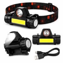 Lanterna Cabeça Led Recarregável Usb Cob Holda H3708 Lanterna Cabeça Led Recarregável Usb Cob Holda H3708