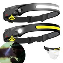 Lanterna Cabeça Super Brilho Recarregável Sensor Usb Pesca