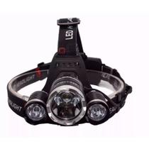 Lanterna Cabeça Triplo T6 3 Led Cree Profissional Swat Tática 2 Baterias