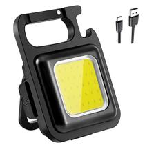 Lanterna Chaveiro Portátil LED Recarregável Para Ciclismo Camping Pesca com Mosquetão e Abridor de Garrafa