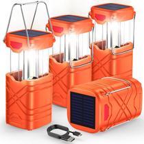 Lanterna de acampamento LETMY recarregável LED Solar, pacote com 4