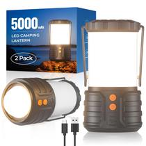 Lanterna de acampamento PopoIron, pacote com 2, recarregável, 5000mAh, 1000LM