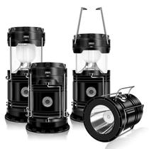 Lanterna de acampamento solar DIBMS, pacote com 4, USB, recarregável, 300LM