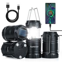 Lanterna de acampamento Xynover Solar Recarregável LED, pacote com 4 Lanterna de acampamento Xynover Solar Recarregável LED, pacote com 4