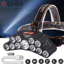 Lanterna de Cabeça 11 Led Multifuncões Ajustável Pescaria Caminhada Carros Manutenção Iluminação
